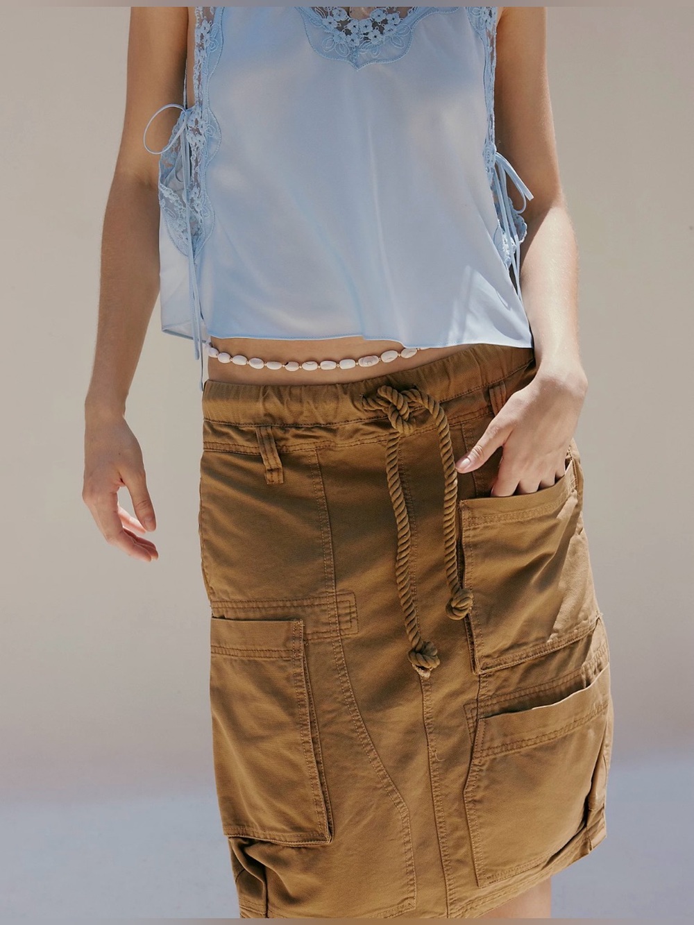 Free People Tobacco Brown Skirt. New With Tags—Pockets—Casual—BEAUTIFUL!  XS